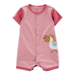 3/$10 🛒🛍️ Carter's Baby Carter's Pelican Snap-Up Romper Red & White Size 12 M